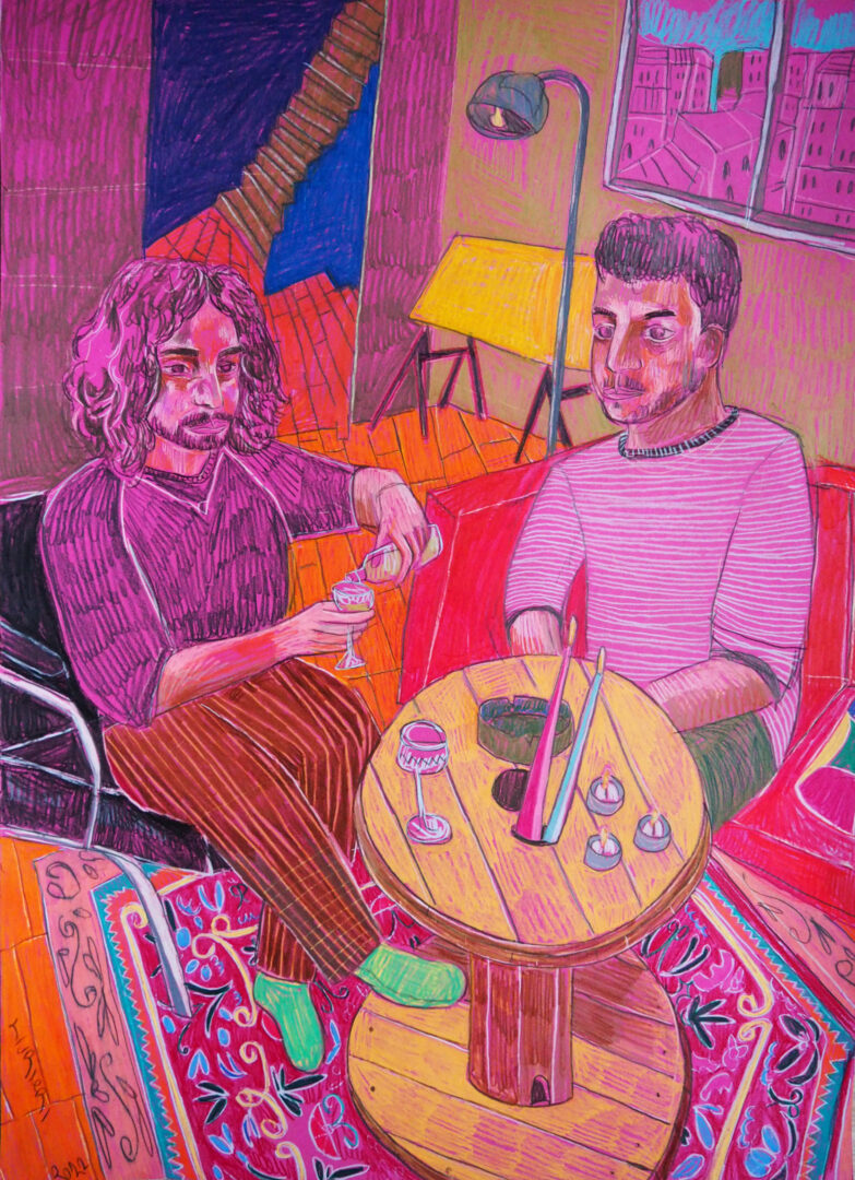 Zac & Noé, 42x59.7 colored pencil on paper