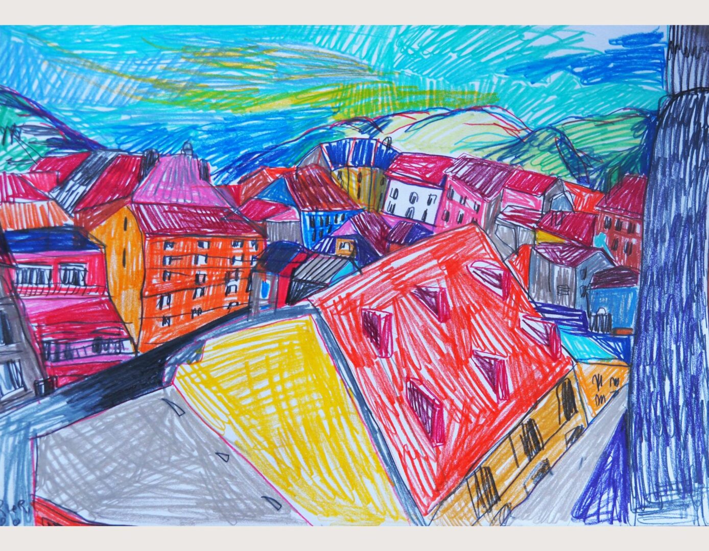 Vue de Berriat, 29.7x42 colored pencil on paper